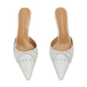 Chic White Women's Heels with Bow Detail